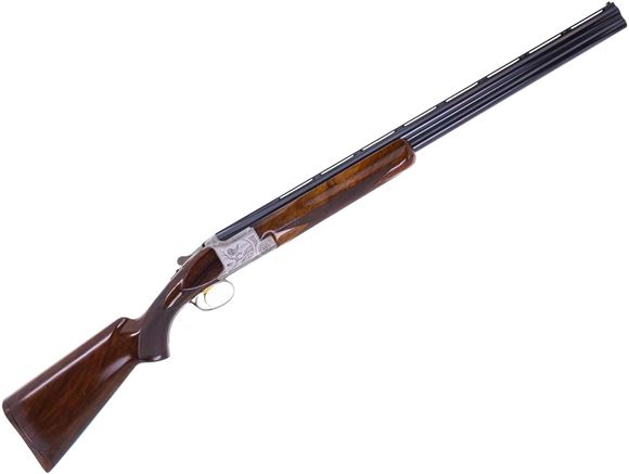 Used Browning Superposed B2 International Skeet Over-Under Shotgun - 12-Gauge, 28'' Barrel Fixed Skeet, Coin Finish Receiver w/Hand Engraved Game Scene, Walnut Stock 13-3/4" LOP With Kick EEZ Pad, 1972 Production, Made In Belgium, Includes Browning Take