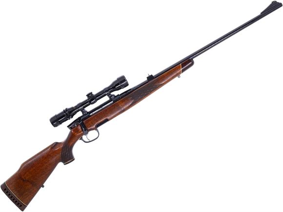 Used Steyr Mannlicher Model Bolt-Action 7mm Rem Mag, 26'' Hammer Forged Barrel w/Sights, With Bushnell Scopechief 2.5-8x32mm Scope, Adjustable Trigger, One Mag, Cracked Triggerguard, Good Condition