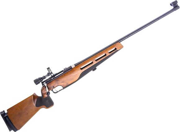 Used Grunig & Elmiger Bolt-Action Target Rifle, 308 Win, Single-Shot, Schultz And Larsen 28'' Barrel, Target Sights, Anschutz Target Wood Stock Adjustable Butt Plate, Scratches On Top Comb Otherwise Good Condition