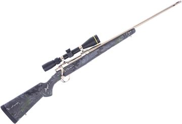 Used Ruger M77 Bolt-Action 338 Win Mag, 22" Douglas Barrel w/ Mag-Na-Porting, With Leupold VX-Freedom 3-9x40mm Scope, Precision Kevlar Stock, Nickel Plated Barrel & Action - Timney Trigger, Very Good Condition