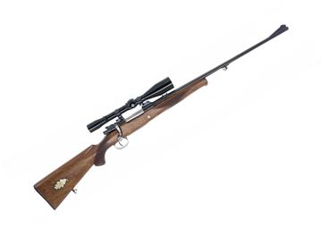 Used Custom Yugo M24 Mauser Bolt-Action 8x57mm, 24" K98 Barrel Re-Contoured w/ Sporter Sights, With Bushnell Scope Chief 6X Scope, Sporter Stock, Oak Leaf Engraving, Good Condition