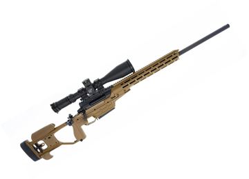 Used Sako TRG-42 Bolt-Action Rifle - 338 Lapua Mag, 27-1/8", Phosphatized, Cold Hammer Forged Heavy Contour Barrel, Desert Tan Copolymer Stock w/Aluminum Skeleton Inside, 5rds, Spurh Mount, Nightforce ATACR 7-35x56 Scope, Hard Case - Excellent Conditi