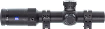 Used Zeiss Conquest V4 Riflescope - 1-4x24mm, 30mm, Illuminated ZQAR Reticle (#62), ASV Elevation Turret, 1/2 MOA Click Adjustment, Matte Black, Weaver Skeleton Rings - Original Box, Very Good Condition