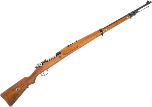 Used Mauser Model 1935 Brazilian Bolt-Action 7x57mm, 30" Barrel, Full Military Wood, Matching Numbers Incl. Bayonet, With Muzzle Protector & Factory Test Target, Good Condition