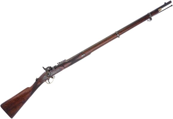 Used Westley Richards Monkey Tail Breech Loading Black Powder Rifle, 36'' Barrel w/Sliding Military Sight 1865 Production Stamped I.Hollis & Sons London The left shoulder of the barrel is marked �.450�, the top of the barrel is marked �WHITWORTH P